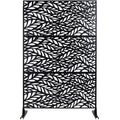 Outdoor & Indoor Privacy Screen Metal Privacy Screen, Freestanding Decorative Privacy Screen For Deck Balcony Patio - Black
