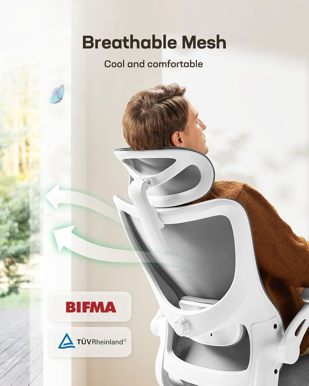 Silla de oficina ergonómica de malla con soporte lumbar ajustable