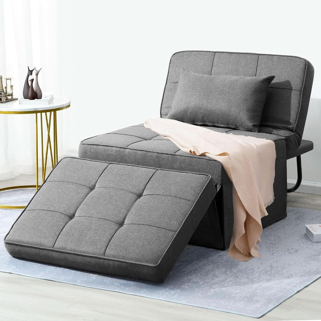 Sofá cama convertible otoman de diseño contemporáneo gris claro