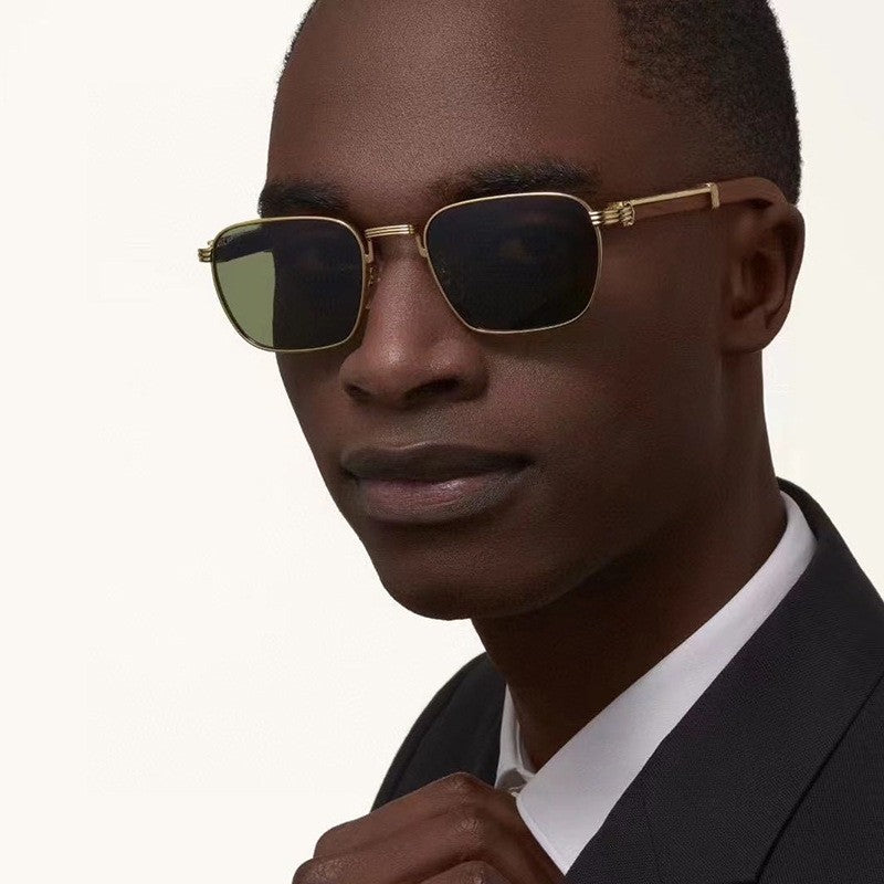Men's Retro Wood Grain Pattern Sunglasses