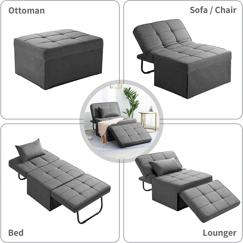 Sofá cama convertible otoman de diseño contemporáneo gris claro