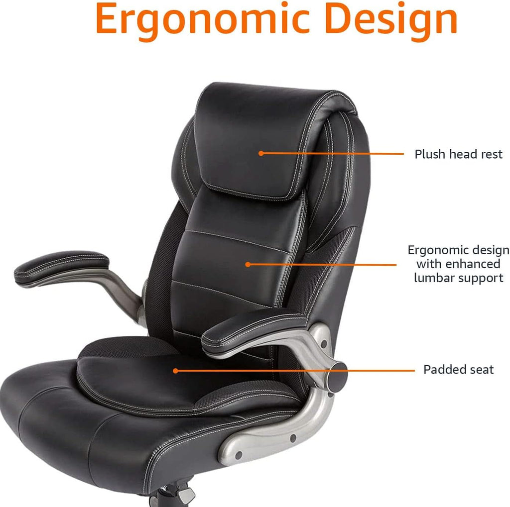 Silla de oficina ergonómica de respaldo alto negra con soporte lumbar