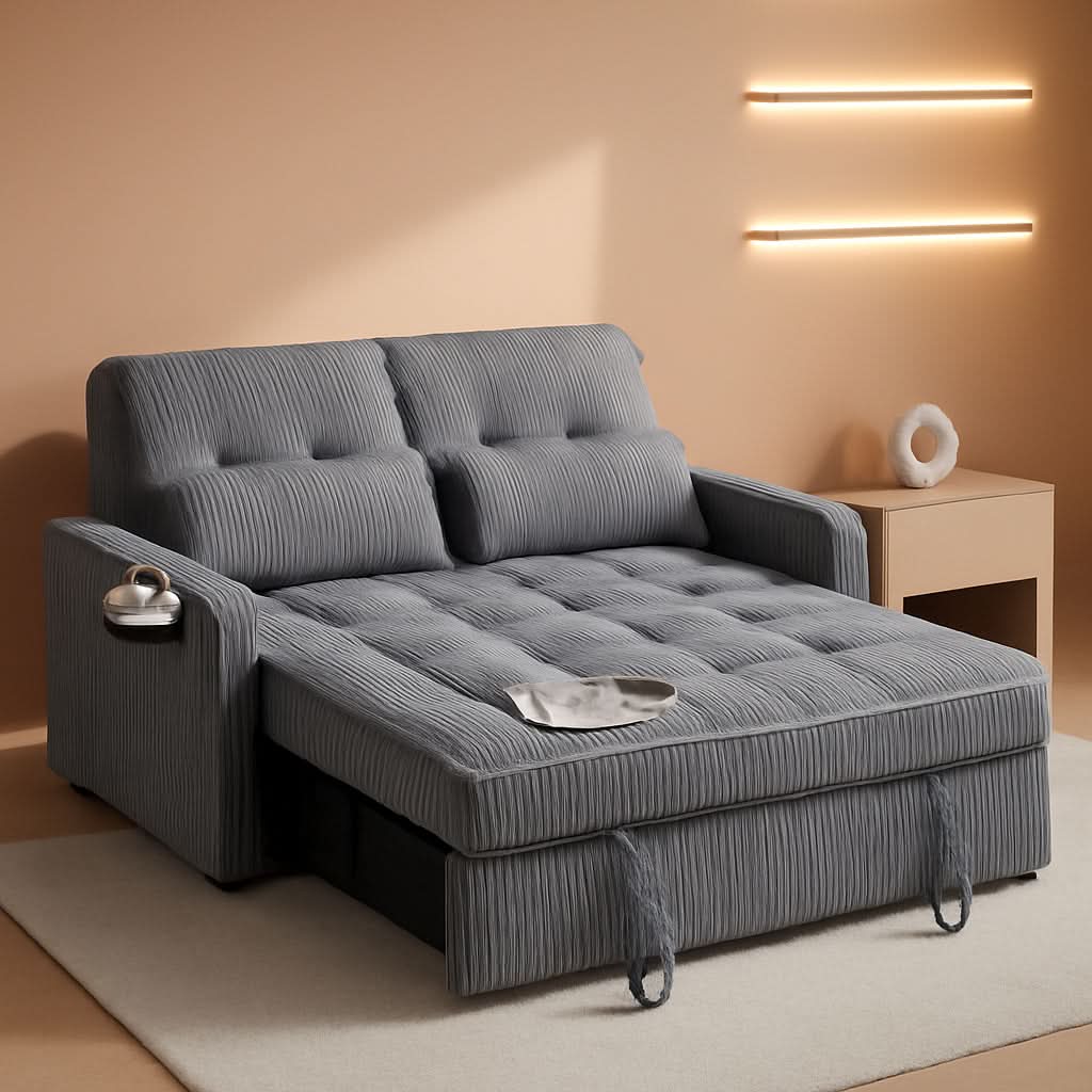 Sofá Cama Convertible de 55 Pulgadas con Puerto USB y Pana