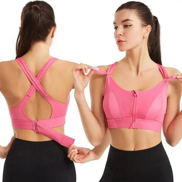 Sujetador deportivo moderno ajustable para mujer, Top corto deportivo, Cremallera con cinturón, Yoga, Correr, Sujetadores cómodos, Equipo de gimnasio con realce