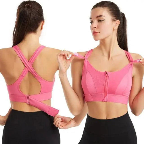 Adjustable Woman Modern Sports Bra Sportswear Crop Top Belt Zipper Yoga Running Comfortable Bras Push Up Gym Equipment