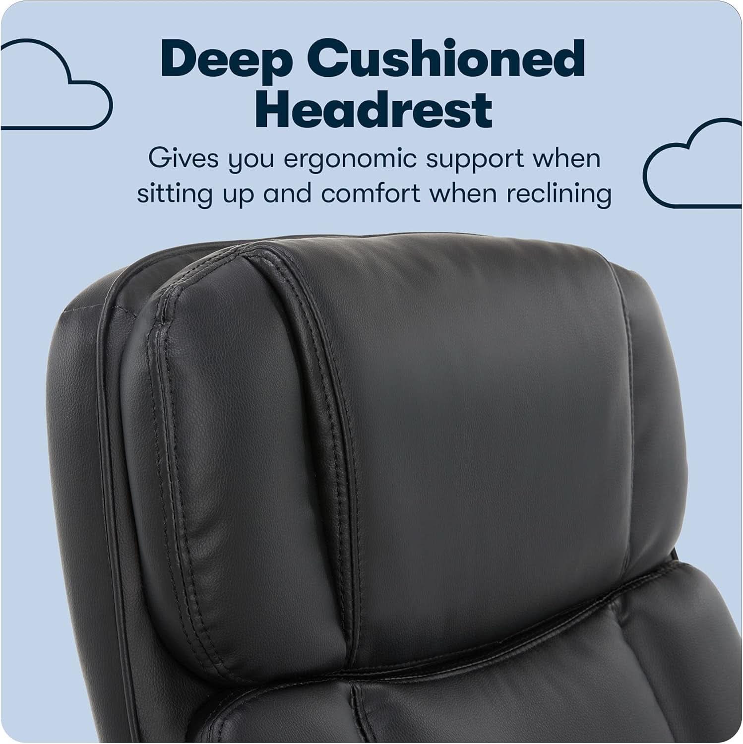 Sillón de oficina ejecutivo ergonómico grande y alto negro