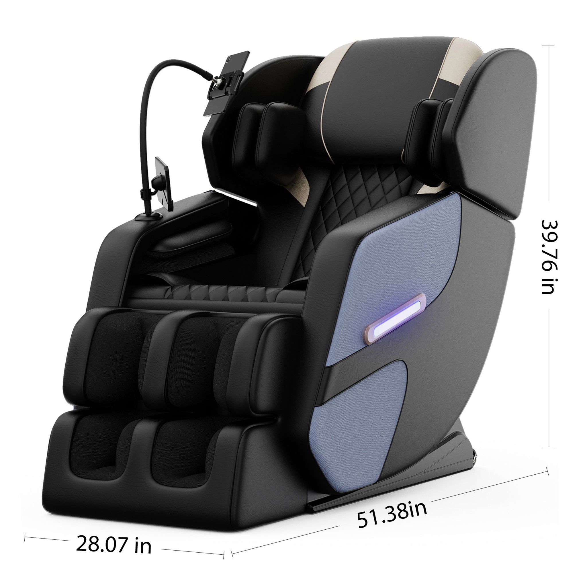 Sillón reclinable de masaje de gravedad cero de cuerpo completo Airvana Imperium con iluminación ambiental (SAK34591)