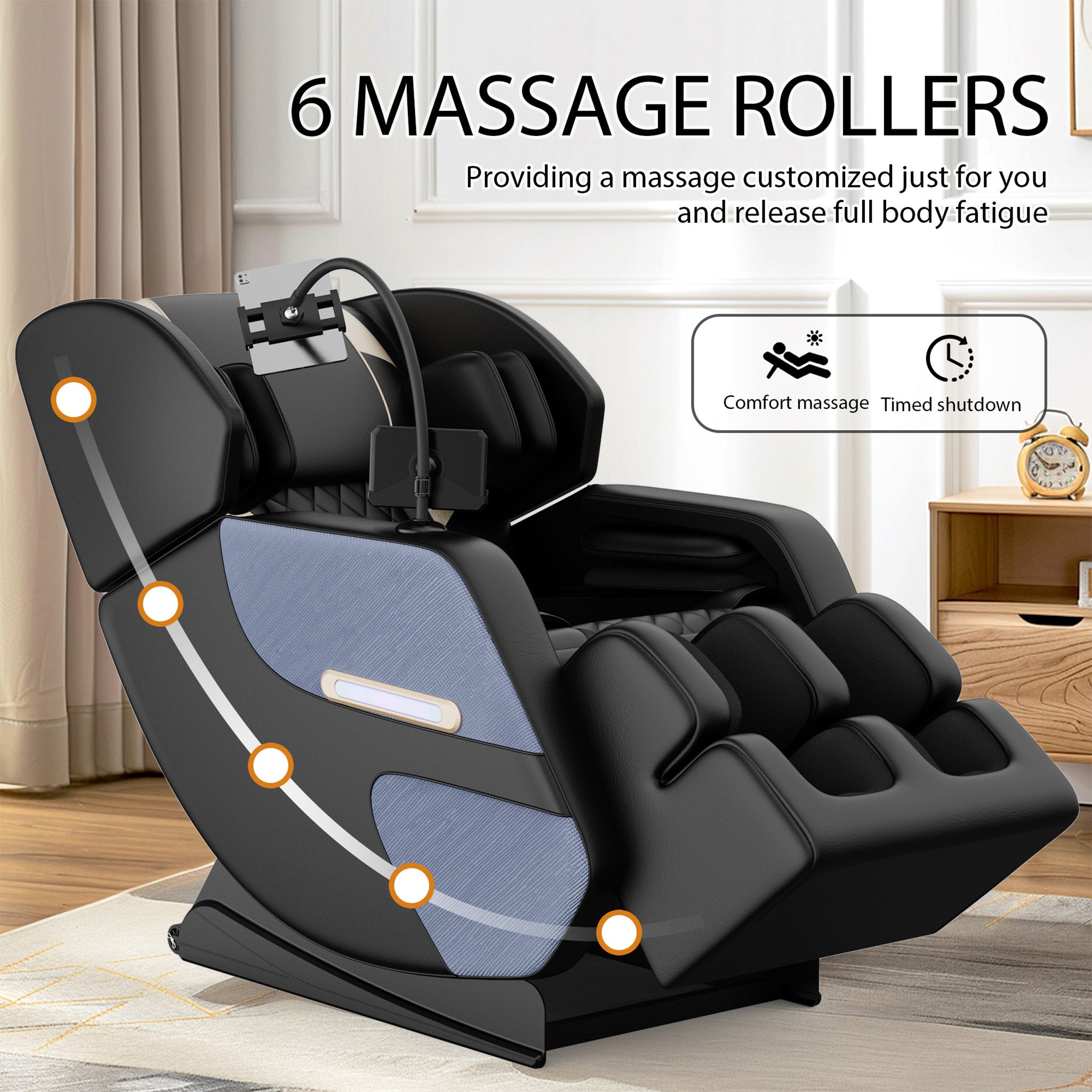 Sillón reclinable de masaje de gravedad cero de cuerpo completo Airvana Imperium con iluminación ambiental (SAK34591)