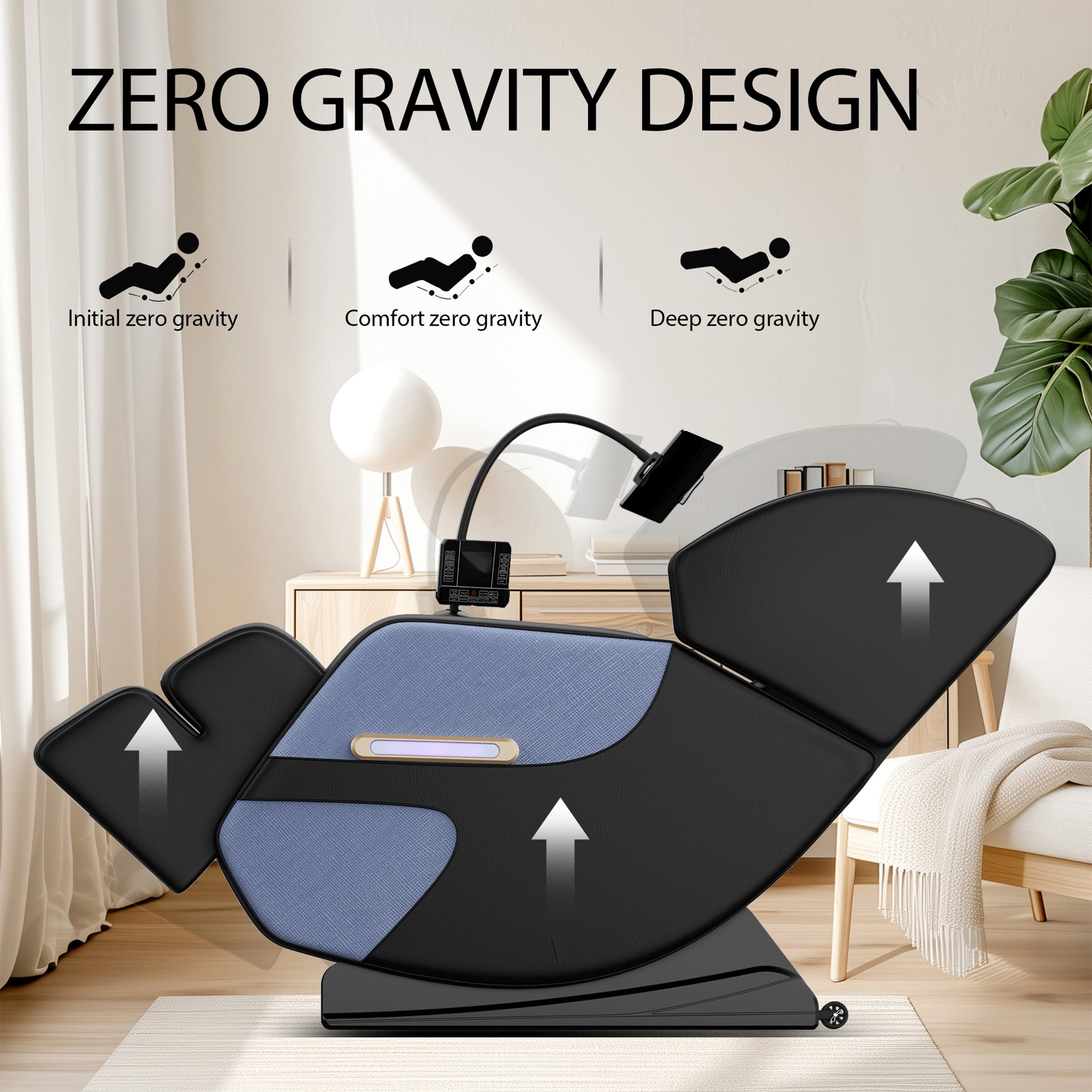Sillón reclinable de masaje de gravedad cero de cuerpo completo Airvana Imperium con iluminación ambiental (SAK34591)