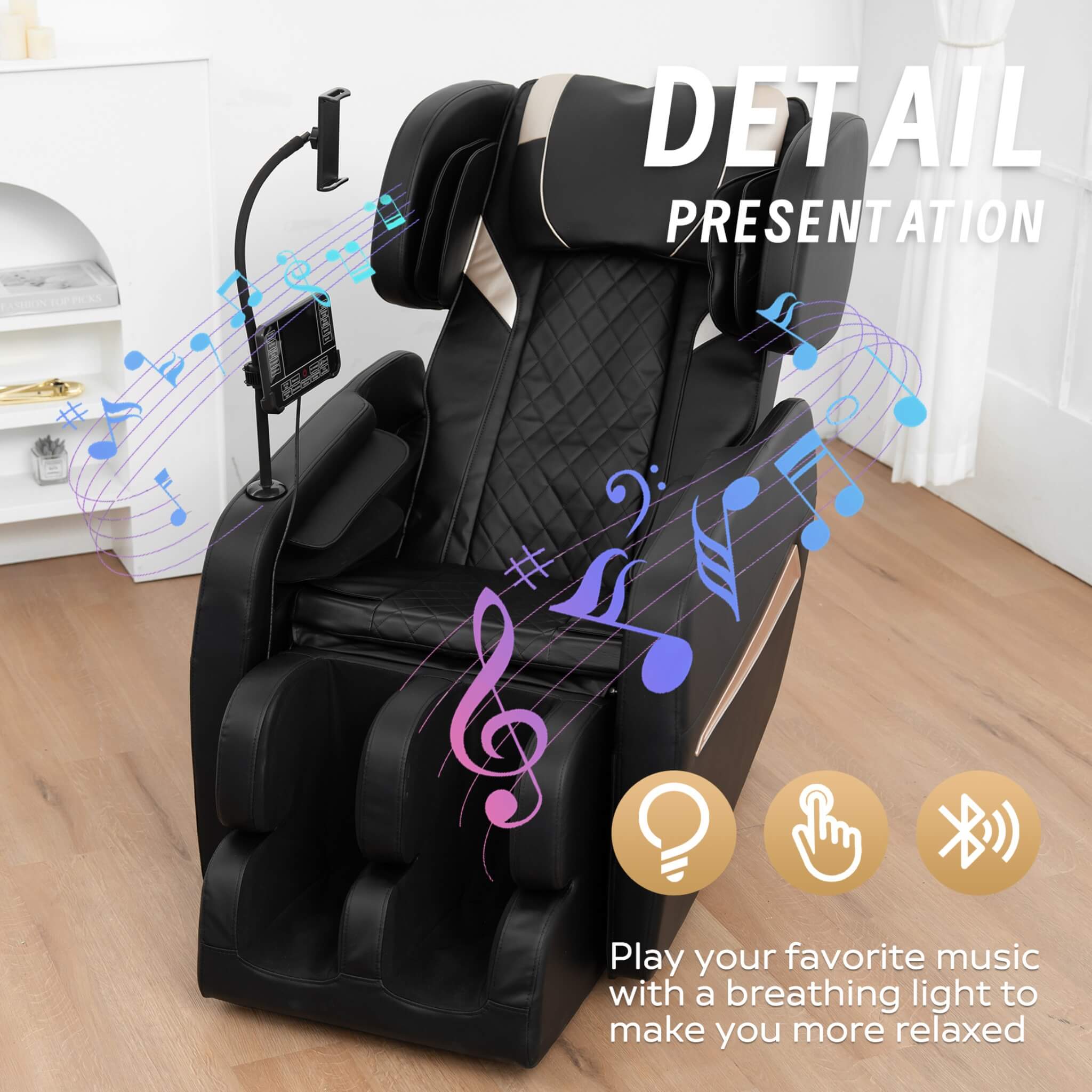 Sillón de masaje de gravedad cero Airvana Nocturne de cuerpo completo con reposapiés retráctil (SAK40593)