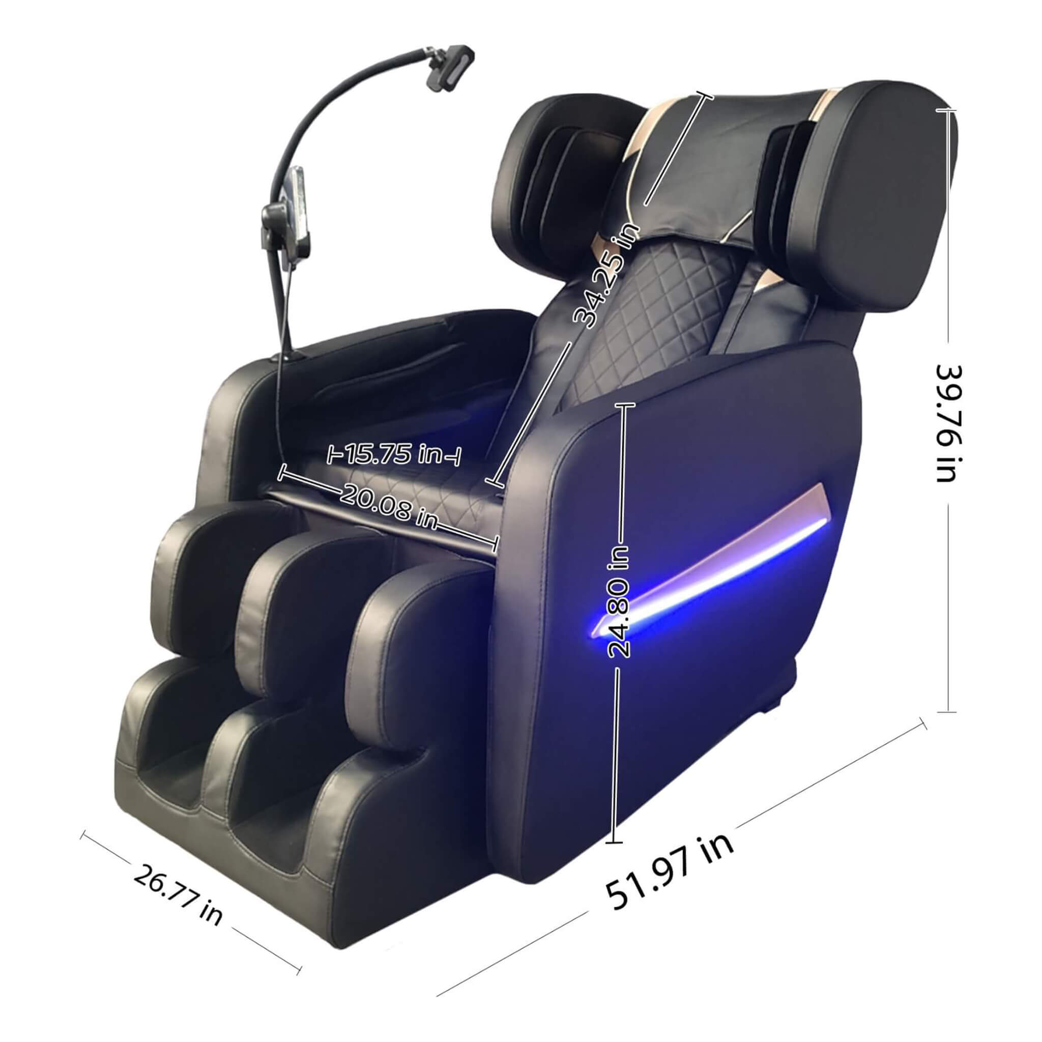 Sillón de masaje de gravedad cero Airvana Nocturne de cuerpo completo con reposapiés retráctil (SAK40593)