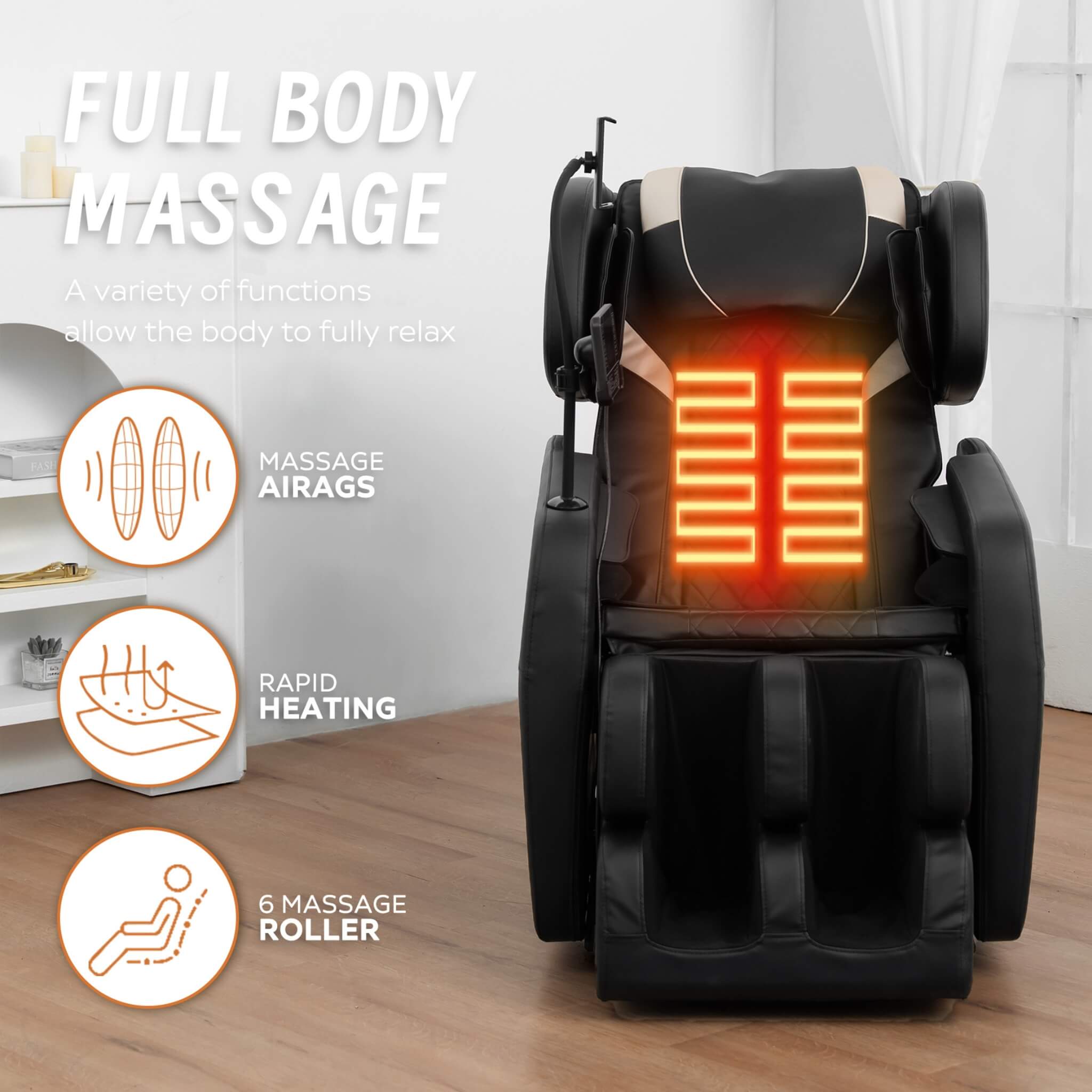 Sillón de masaje de gravedad cero Airvana Nocturne de cuerpo completo con reposapiés retráctil (SAK40593)