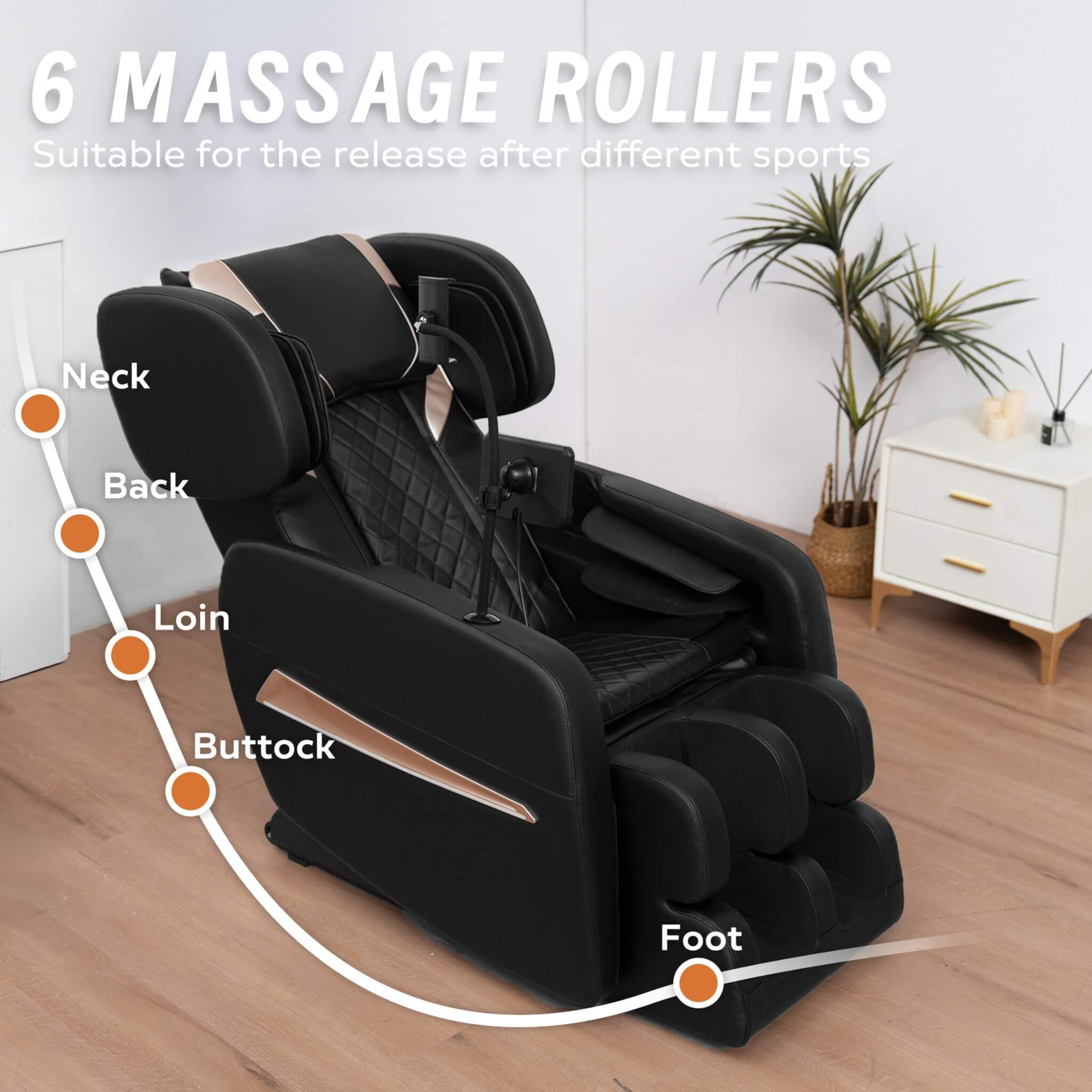 Sillón de masaje de gravedad cero Airvana Nocturne de cuerpo completo con reposapiés retráctil (SAK40593)