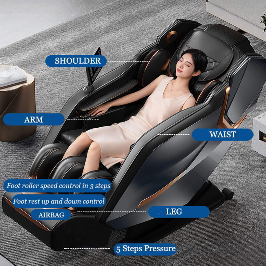 Sillón de masaje Shiatsu de cuerpo completo Gravedad Cero Airvana Nova con calor y control por voz (SAK49206)