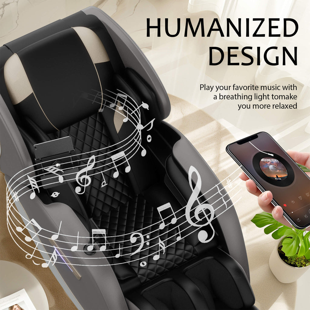 Sillón reclinable de masaje de gravedad cero Airvana Opulence con audio Bluetooth (SAK31972)