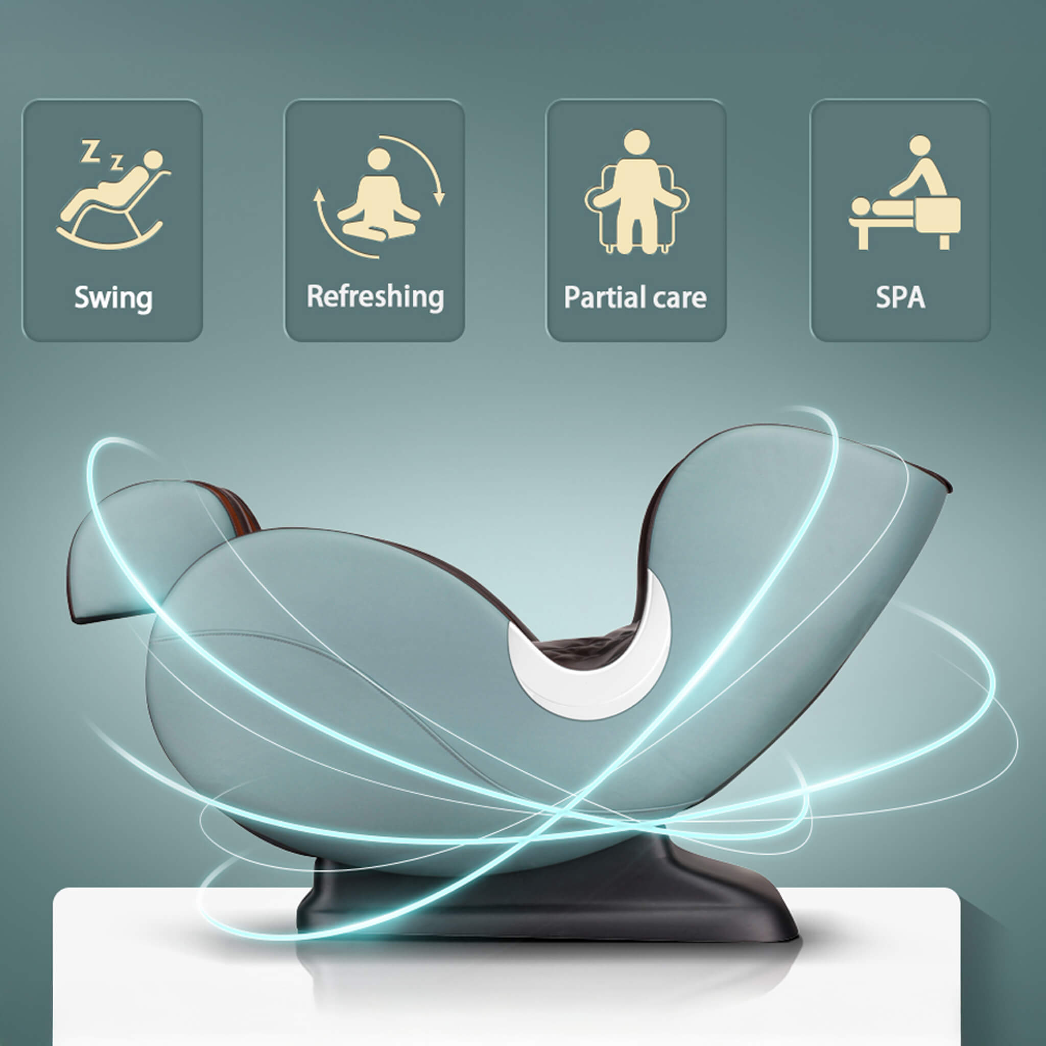 Sillón reclinable de masaje de gravedad cero Airvana Luxe SL-Track de cuerpo completo con Shiatsu y altavoz Bluetooth [GR8526] (SAK57394)