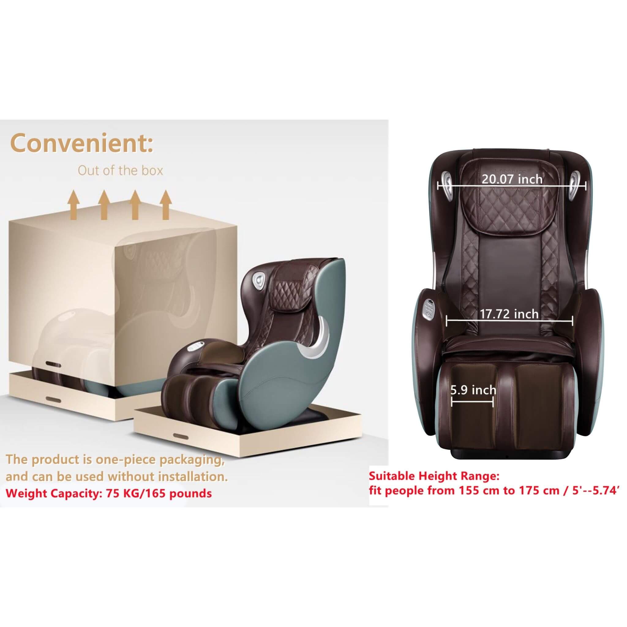 Sillón reclinable de masaje de gravedad cero Airvana Luxe SL-Track de cuerpo completo con Shiatsu y altavoz Bluetooth [GR8526] (SAK57394)