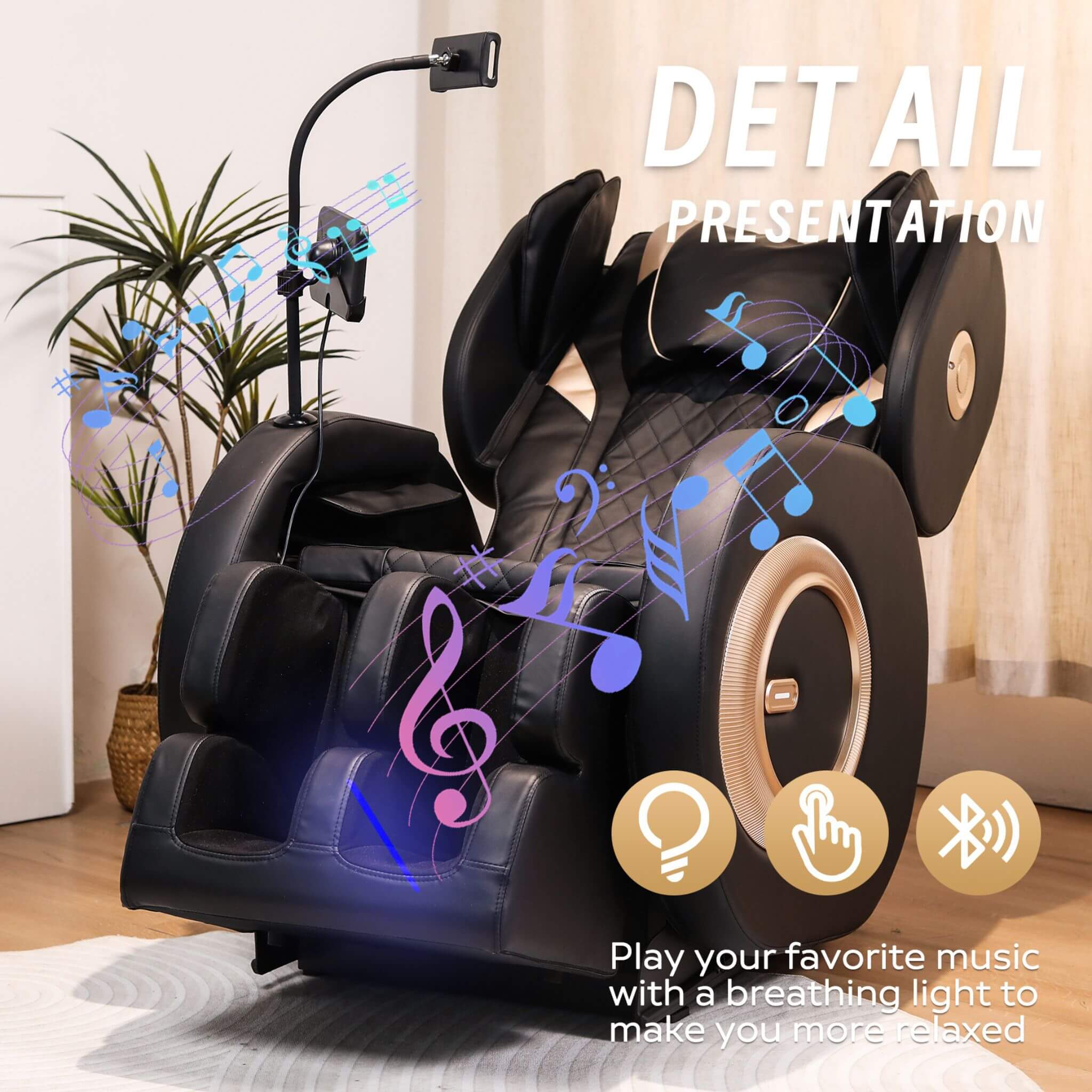 Sillón Reclinable De Masaje Automático De Gravedad Cero Airvana Tranquil Con Presión De Aire Corporal Completa (SAK76018)