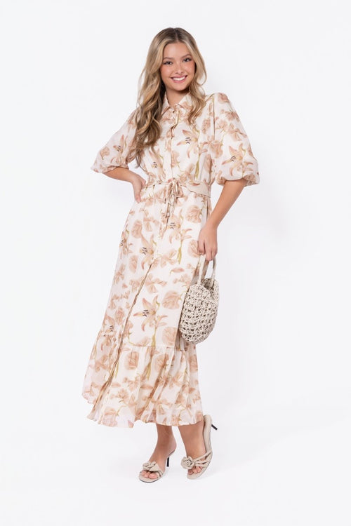 Alice Dress Short Sleeve (Ivory Khaki)