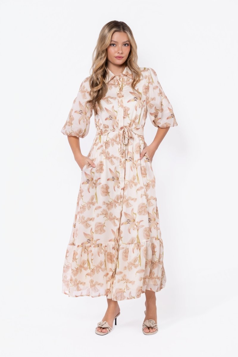 Alice Dress Short Sleeve (Ivory Khaki)