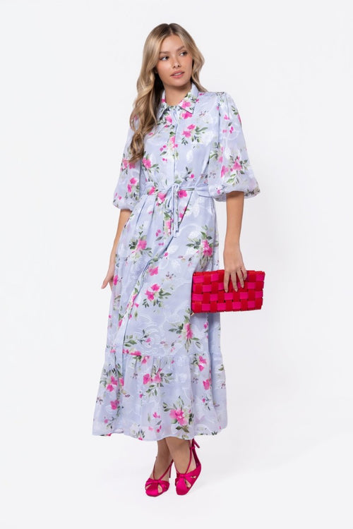 Alice Dress Short Sleeve (Light Blue Flower)