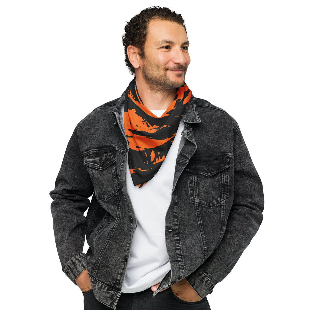 Black and Orange Spooky Paint Splatter Graffiti Rave Bandana