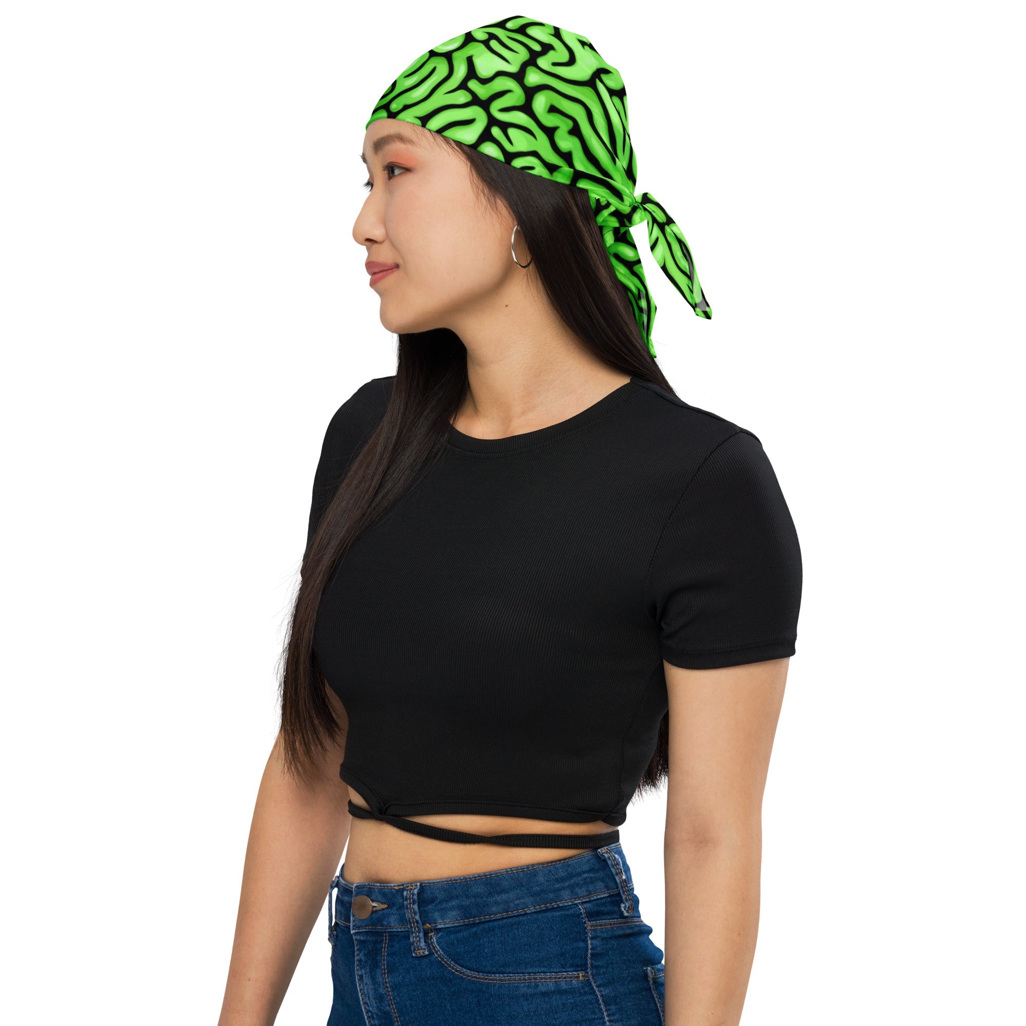 Bandana de cerebro verde para rave de Halloween