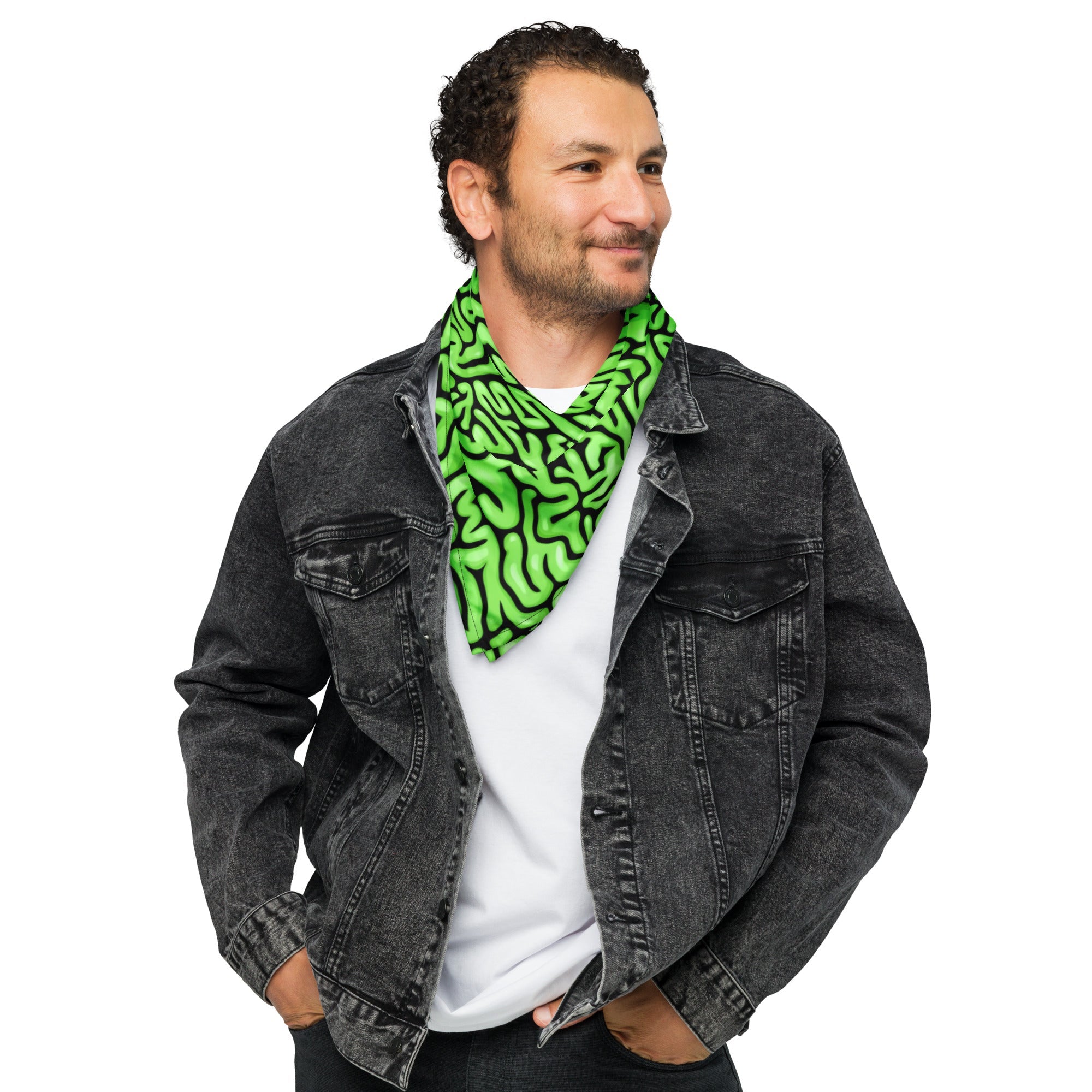 Bandana de cerebro verde para rave de Halloween