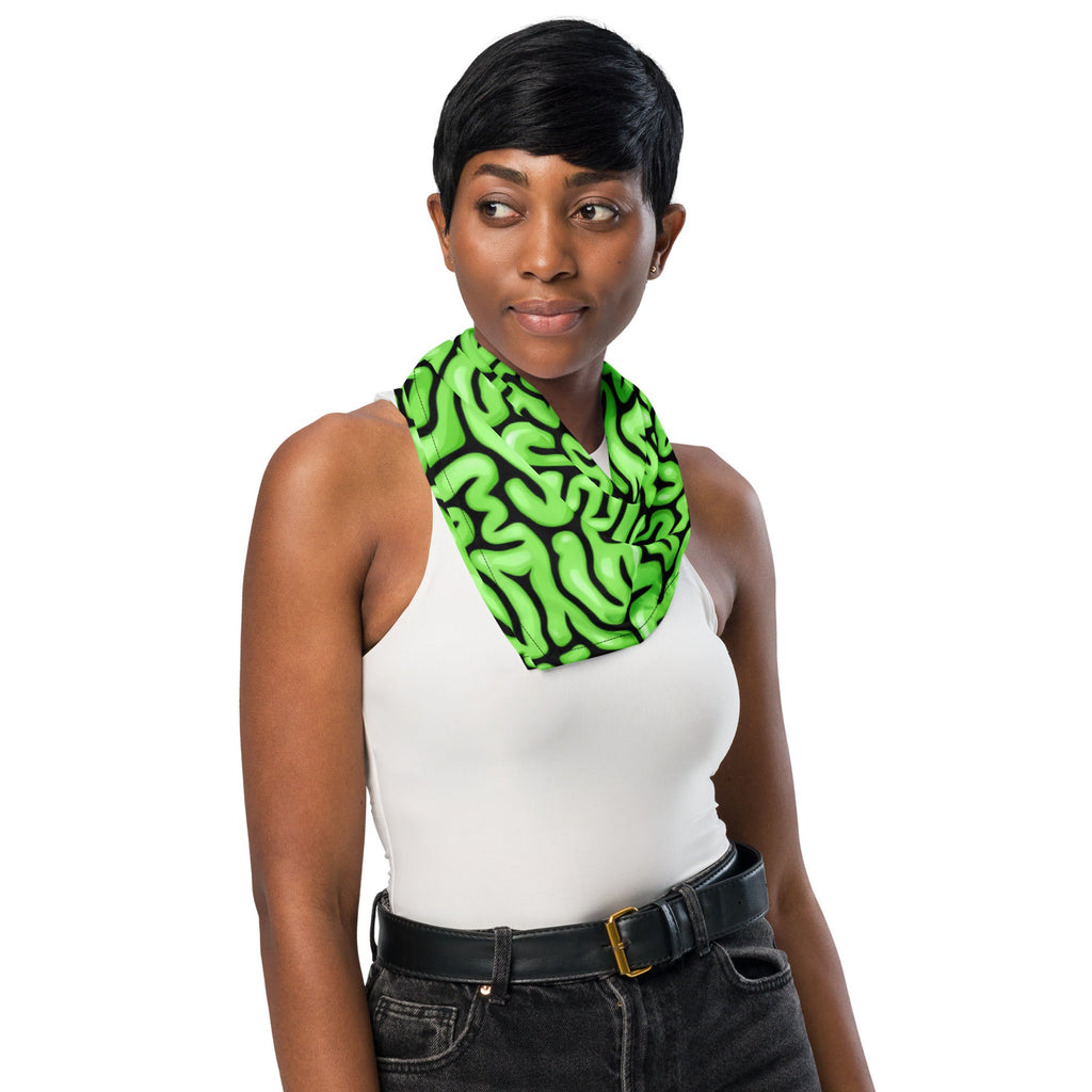 Bandana de cerebro verde para rave de Halloween