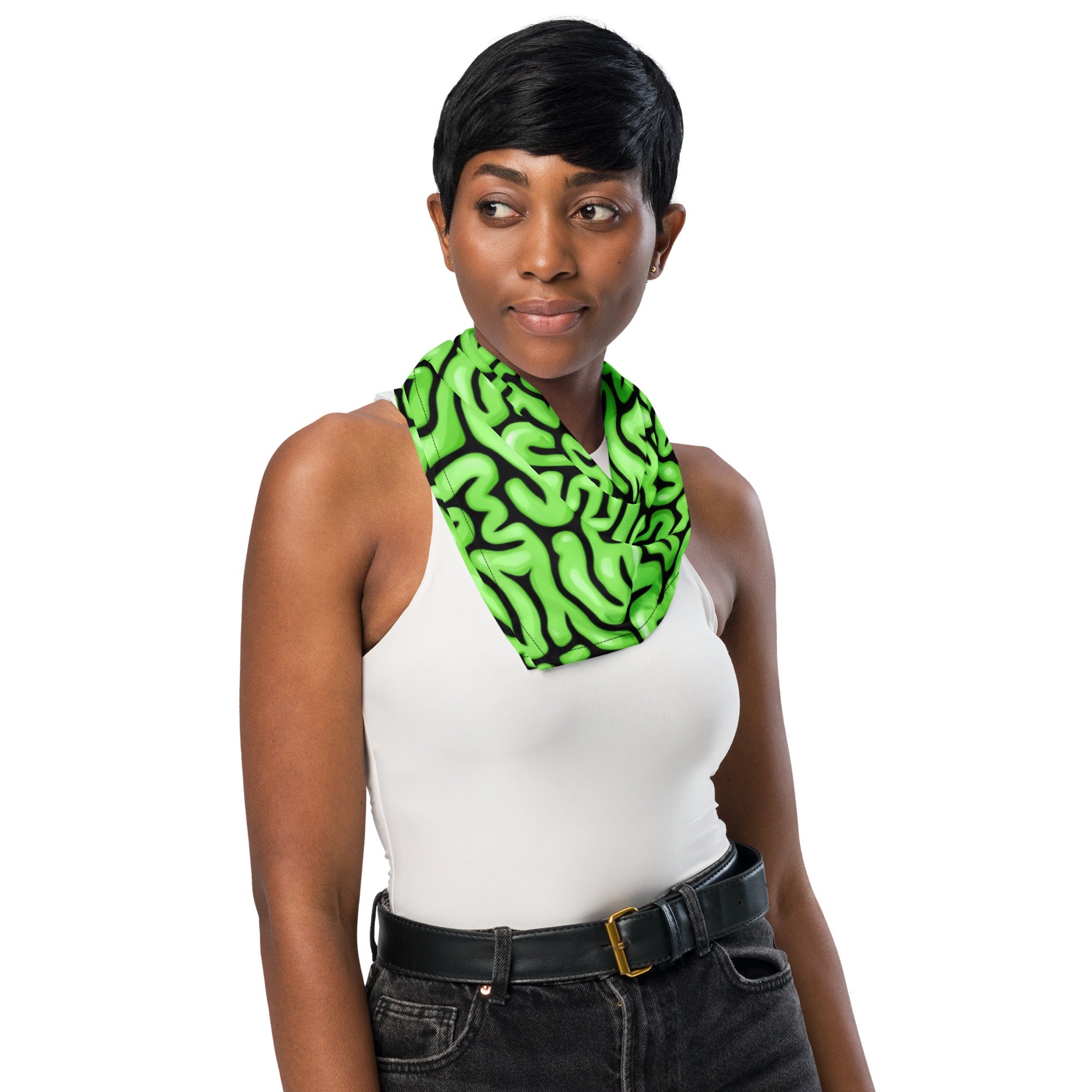 Bandana de cerebro verde para rave de Halloween