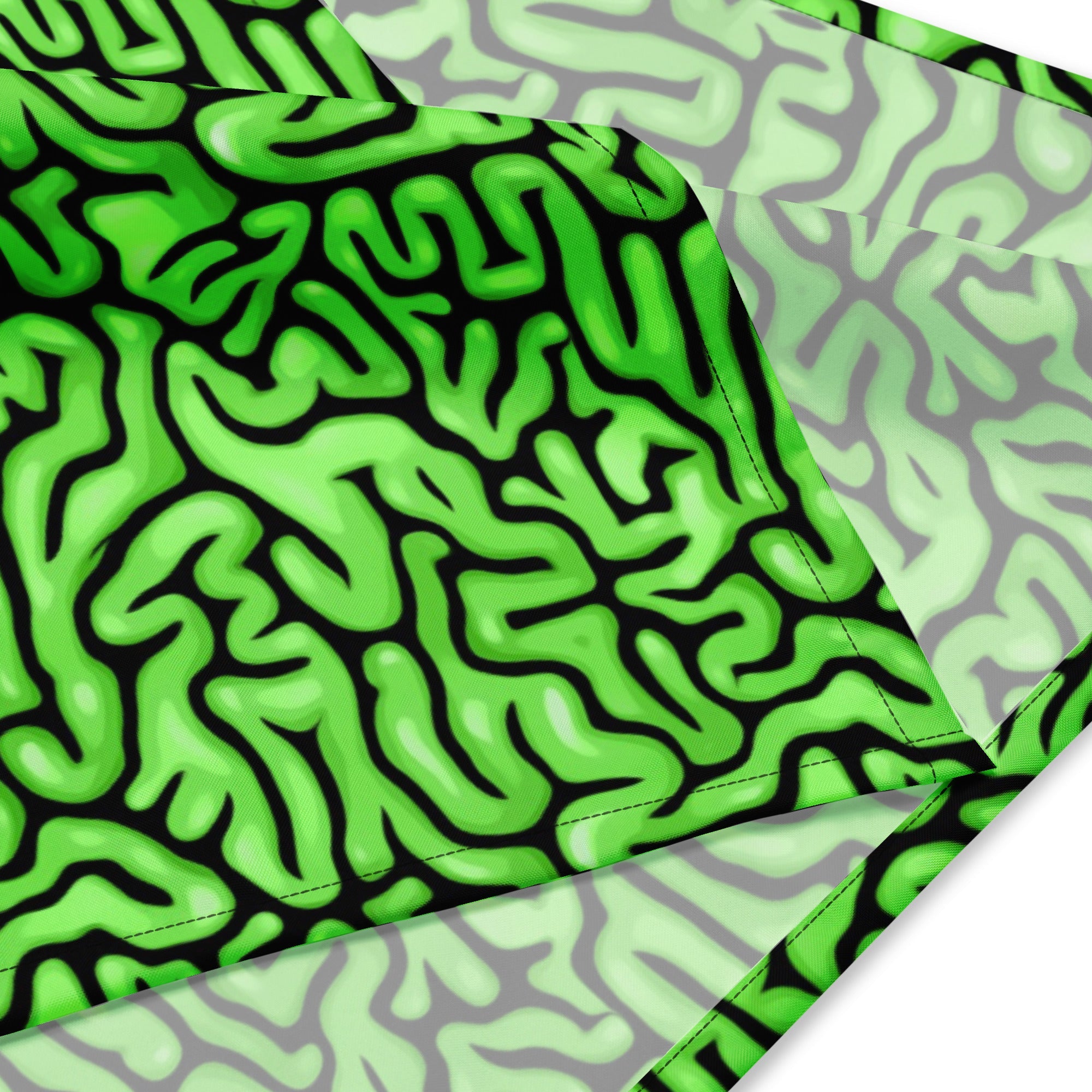 Bandana de cerebro verde para rave de Halloween