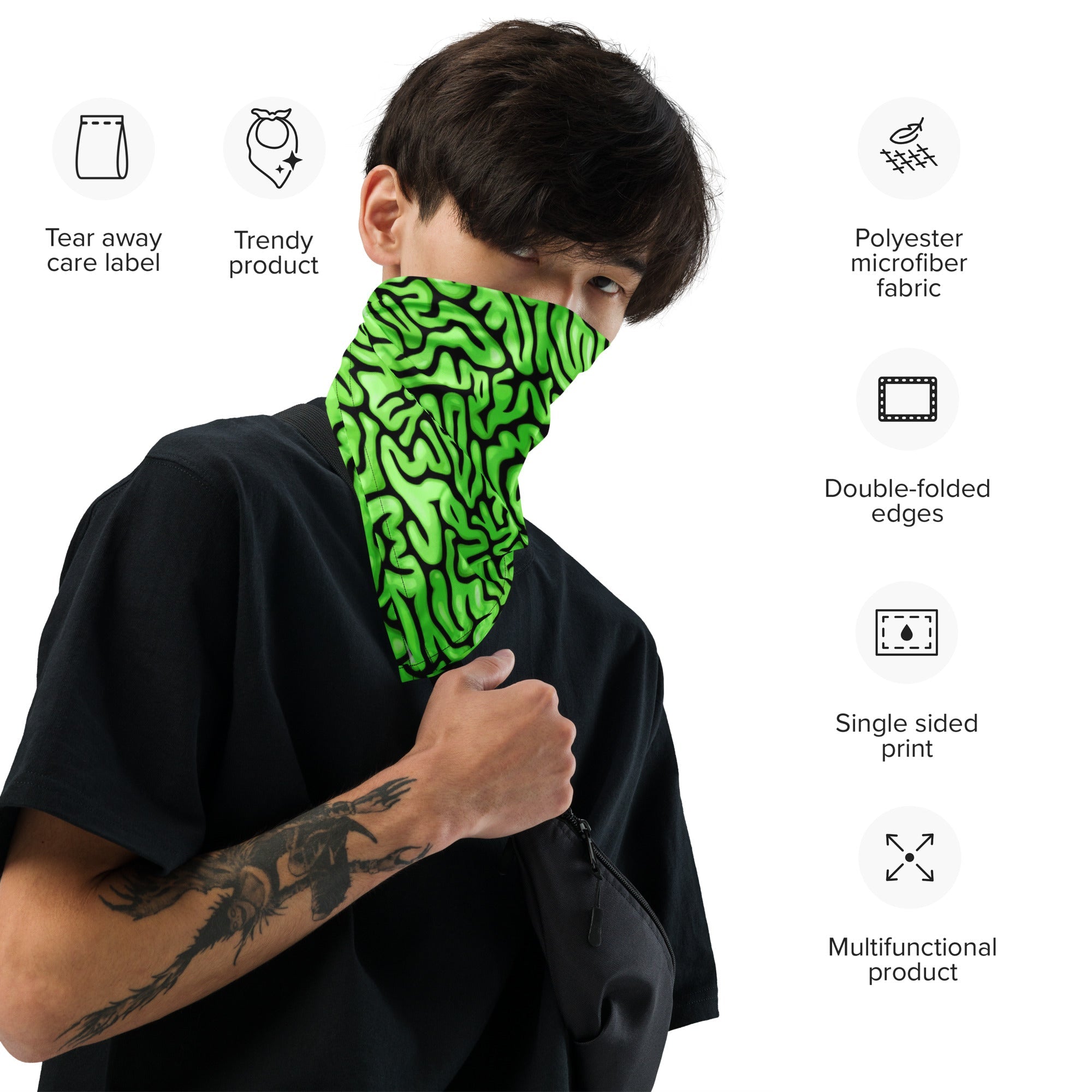 Bandana de cerebro verde para rave de Halloween