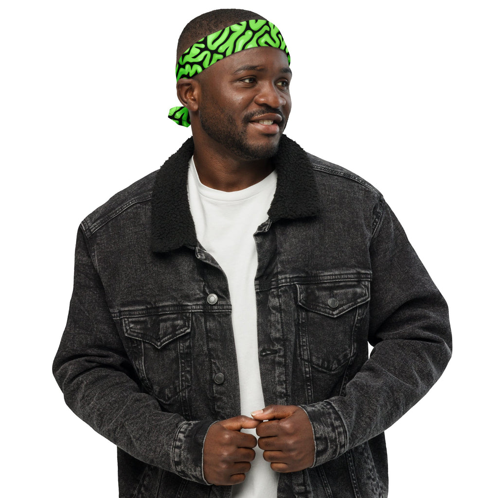 Bandana de cerebro verde para rave de Halloween
