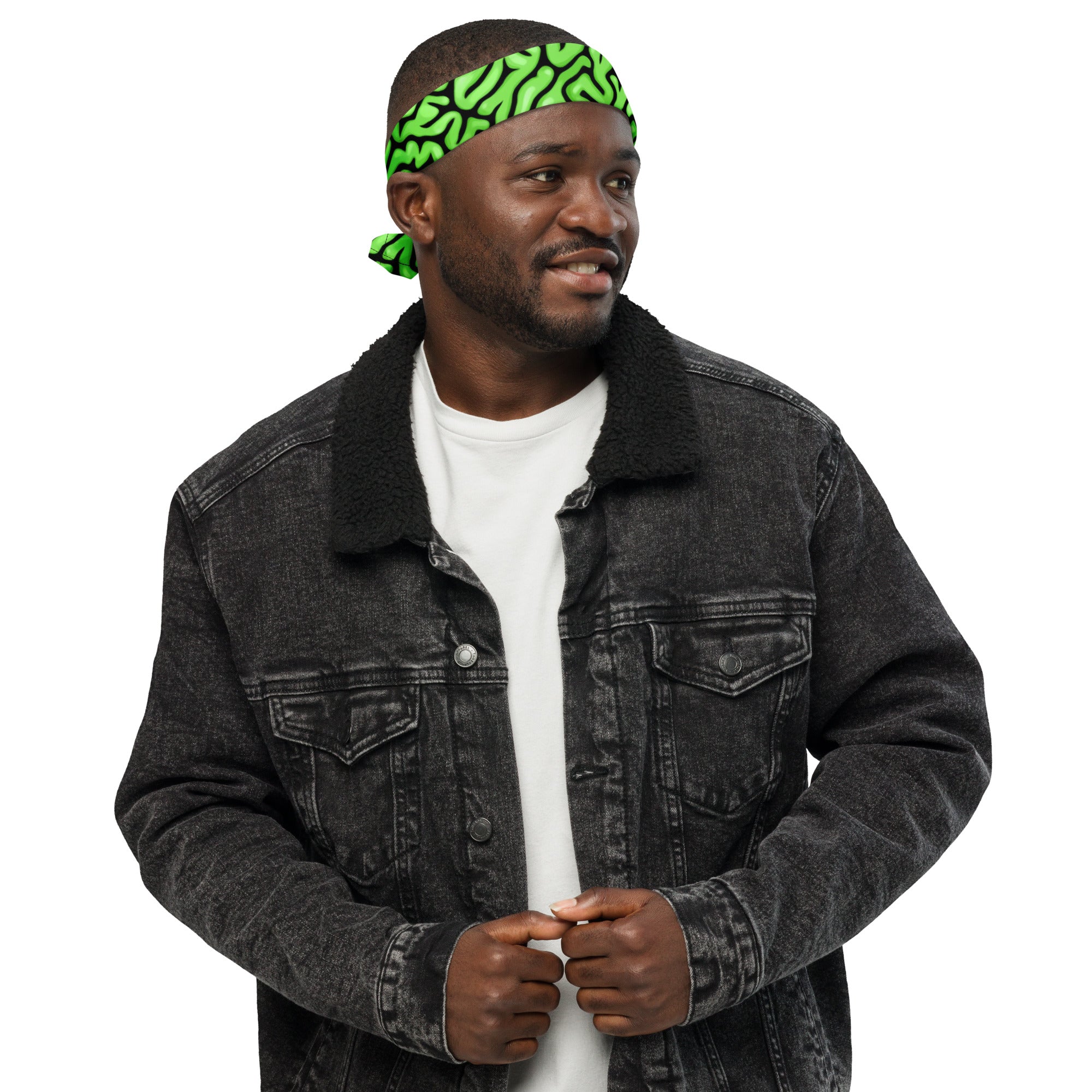Bandana de cerebro verde para rave de Halloween