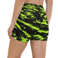 Pantalones Cortos de Yoga Black Lime Bolt Glitch Listos para Fiestas Rave con Bolsillo Interior