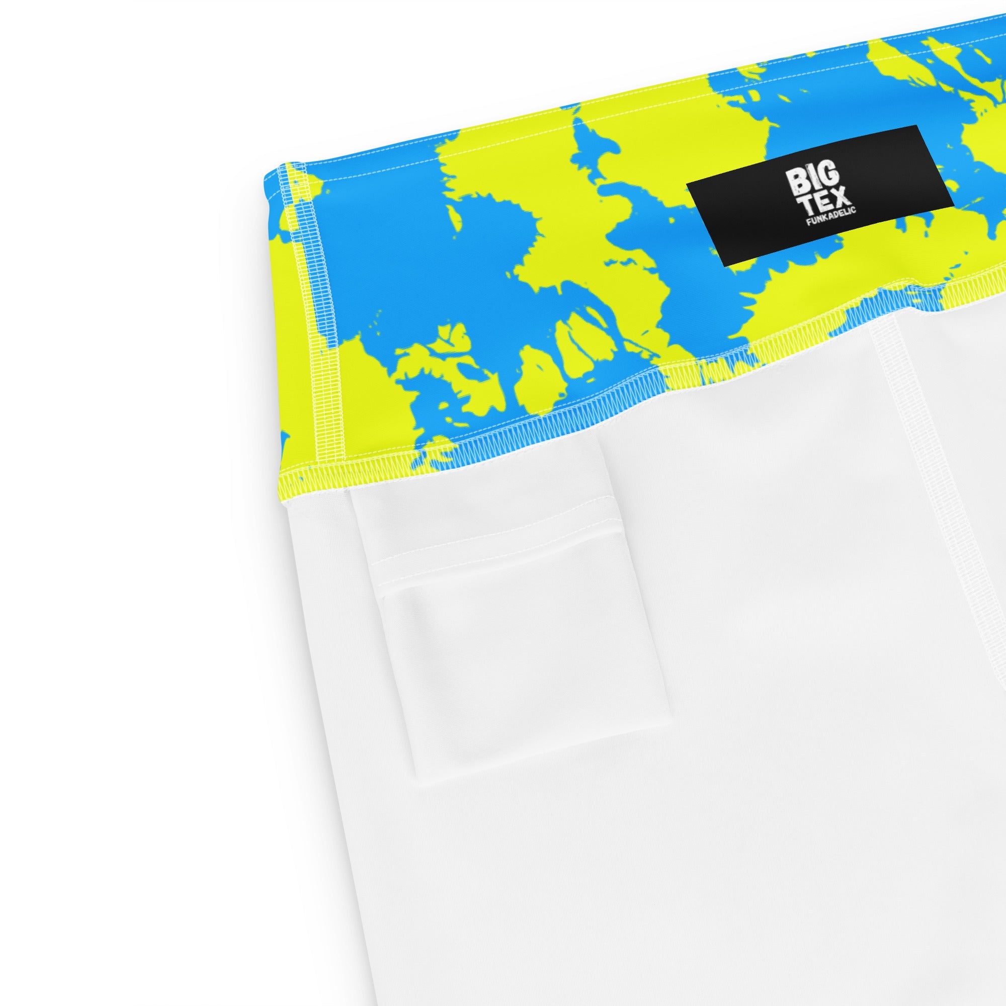 Yellow and Blue Paint Splatter Rave Ready Yoga Shorts w/ Inside Pocket