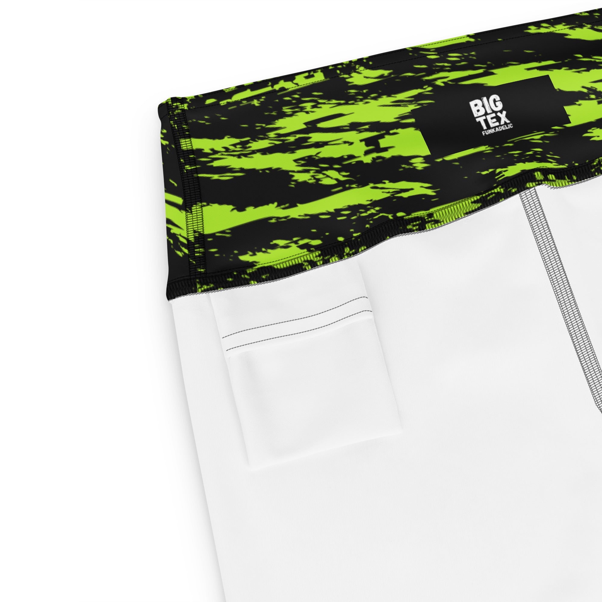 Pantalones Cortos de Yoga Black Lime Bolt Glitch Listos para Fiestas Rave con Bolsillo Interior