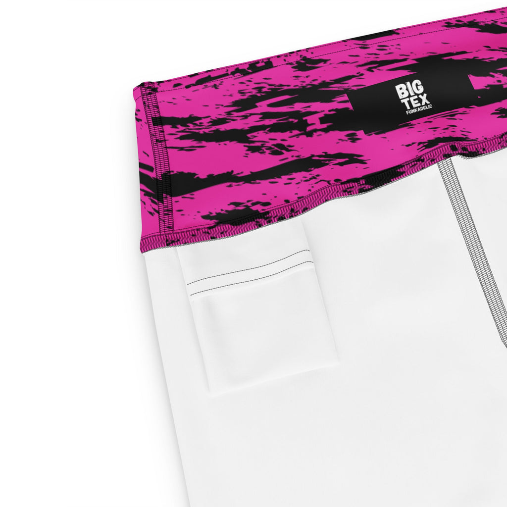 Pink and Black Rave Glitch Splatter Yoga Shorts w/ Inside Pocket