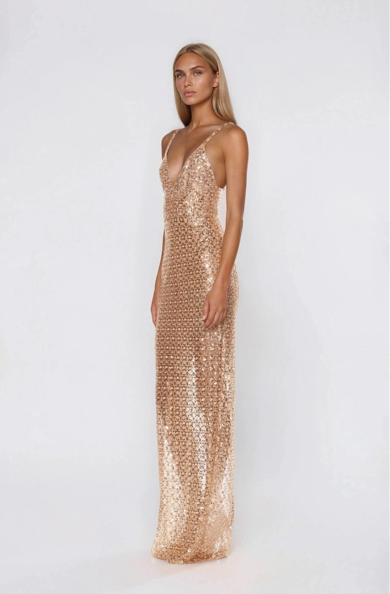 Allegra Sequin Maxi Dress - Gold