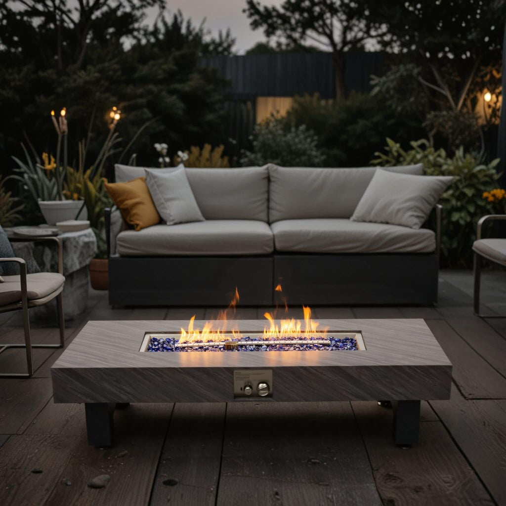 Mesa fogonera exterior moderna de propano Alora de 54 pulgadas con cubierta impermeable (SAK42628)