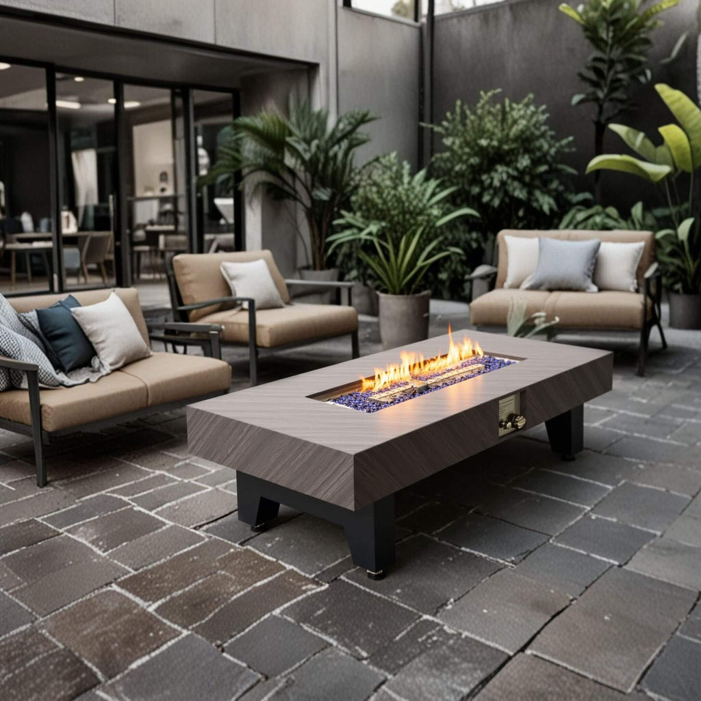Mesa fogonera exterior moderna de propano Alora de 54 pulgadas con cubierta impermeable (SAK42628)