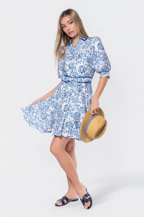 Analia Dress 36" (Blue Pattern)