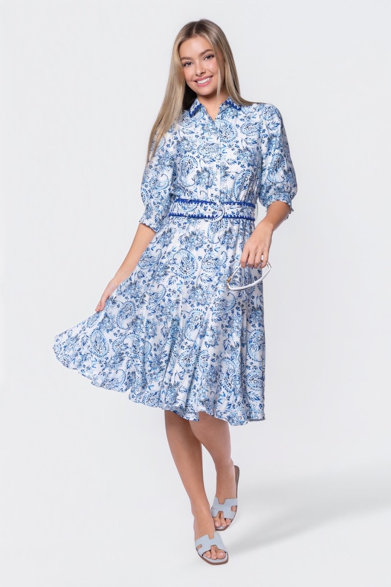 Analia Dress 42" (Blue Pattern)