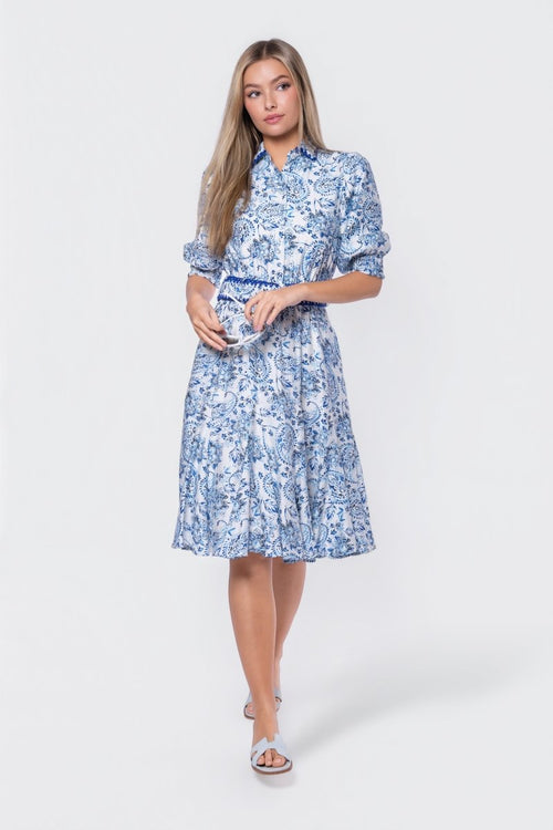 Analia Dress 42" (Blue Pattern)