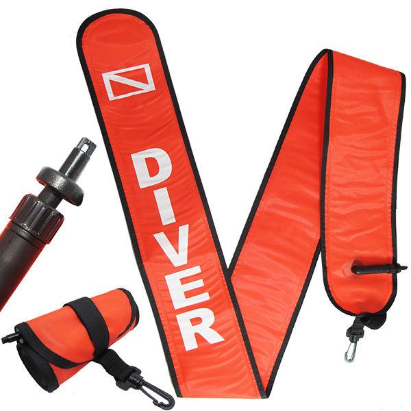 Scuba Diving 6ft Surface Marker Signal Tube Oral & Standard BC Hose Inflator
