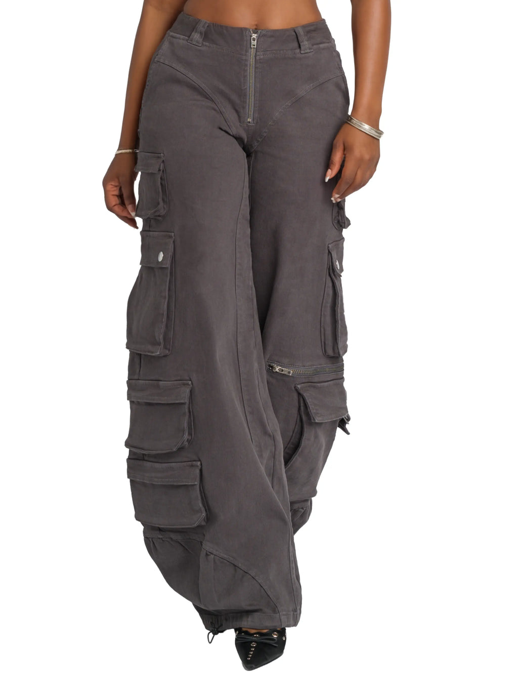 Pantalón cargo de sarga de tiro bajo