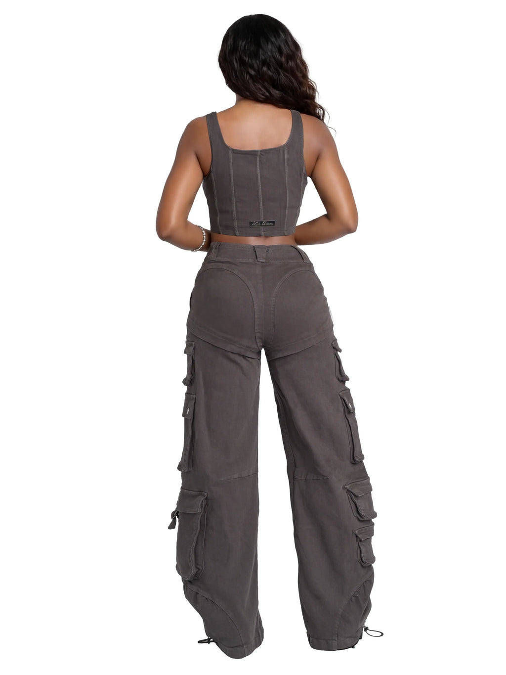 Pantalón cargo de sarga de tiro bajo