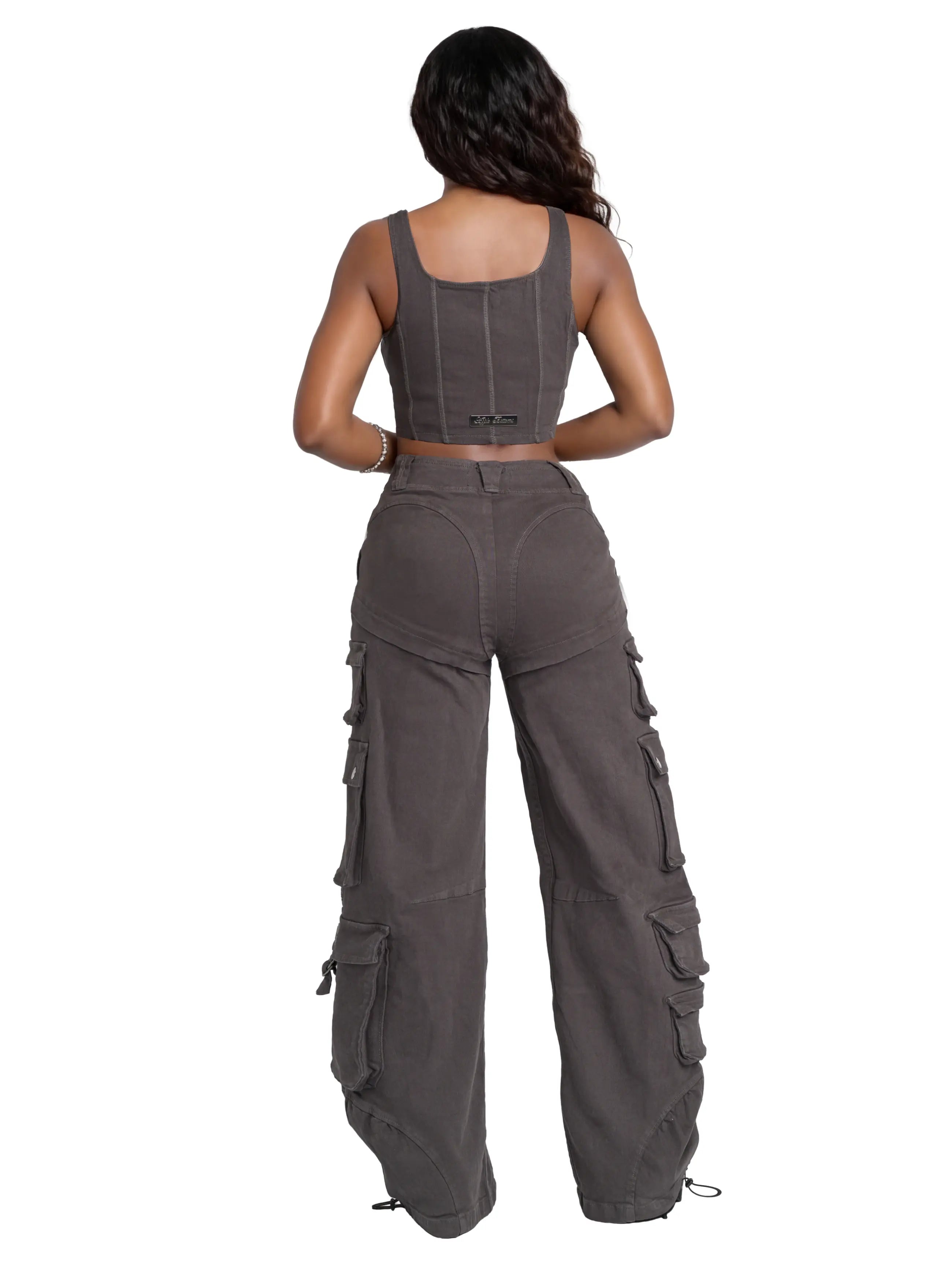 Pantalón cargo de sarga de tiro bajo