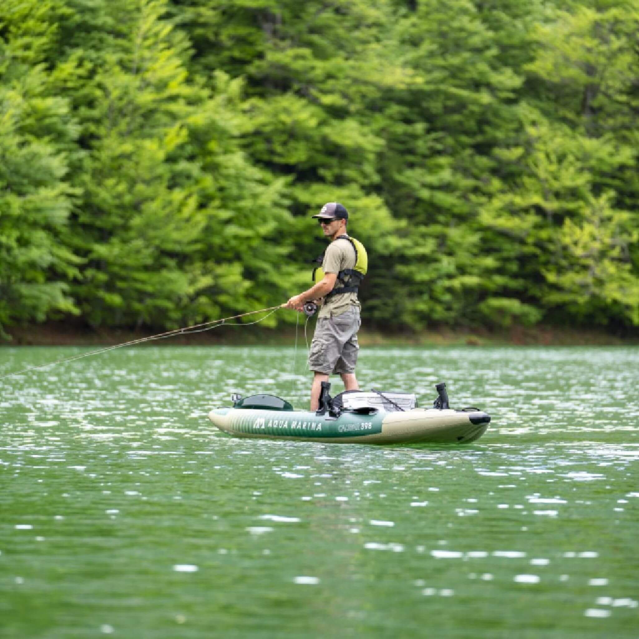 Kayak de pesca Aqua Marina Caliber 13FT con asiento de pesca plegable [remo excluido] [CA-398] (SAK23467)