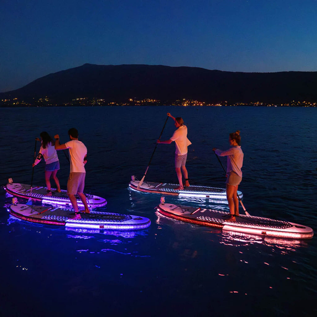 Aqua Marina Glow 10FT Tabla de Paddle Surf Hinchable (ISUP) Versátil con Sistema de Luces Ambientales y Leash de Seguridad [BT-24GL] (SAK48269)